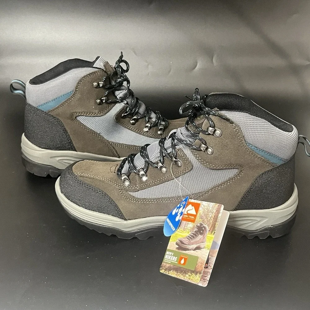 Ozark Trail Hilltop Mens Waterproof Hiking Boots Grey Brown Size 11 MNOT41EZ004